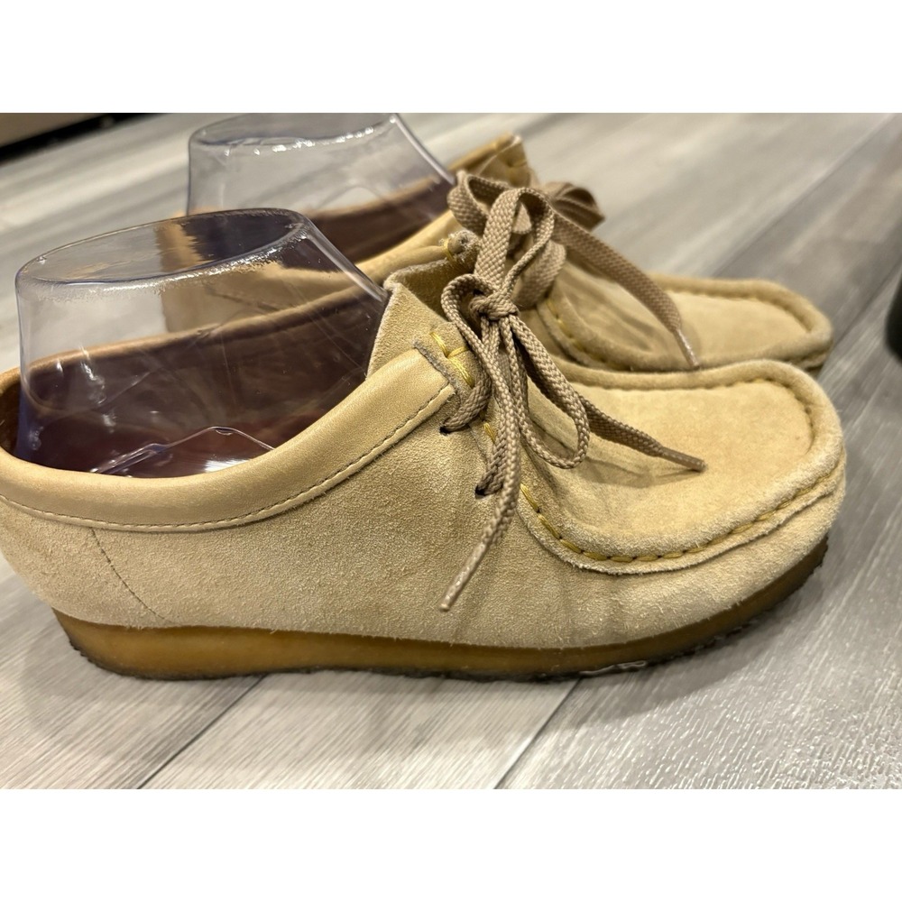 Clarks Originals Shoes Wm 7M Wallabee Tan Suede Moccasin Laofers Lace Boho - Picture 4 of 11
